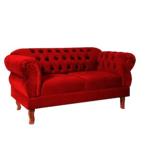 Namoradeira Chesterfield Elisabeth 2 Lugares Via Encanto Veludo Vermelho