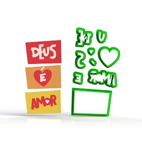 Cortador 3 Palavrinhas - Logo Deus é Amor Modular Tamanho 5 Cm