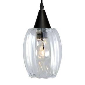 Lustre Pendente Taschibra Badih Pp Canelado E27 Transparente Bivolt Preto