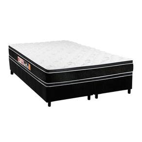 Cama Box Queen: Colchão Espuma D33 Castor Black E White Double Face + Base Crc Suede Black(158X198)