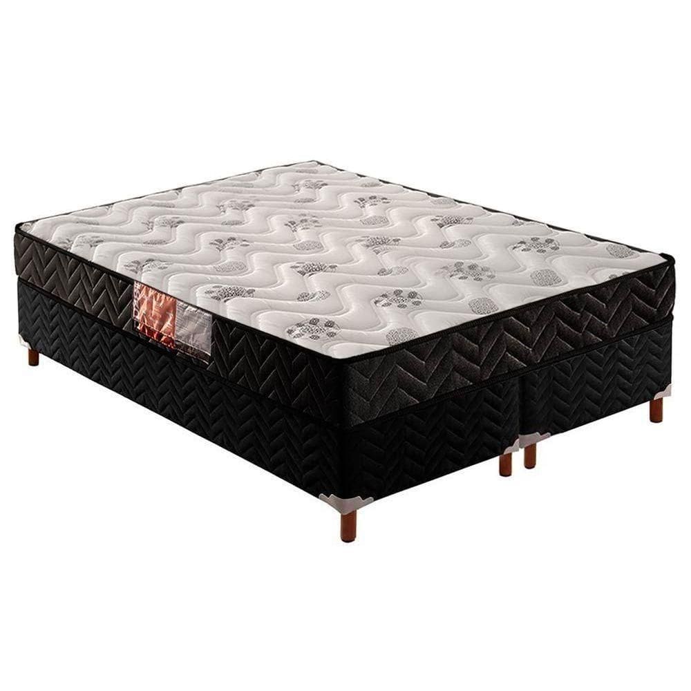 Cama Box Queen: Colchão Espuma D33 Paropas Pasquale + Base Crc Suede Black(158X198)