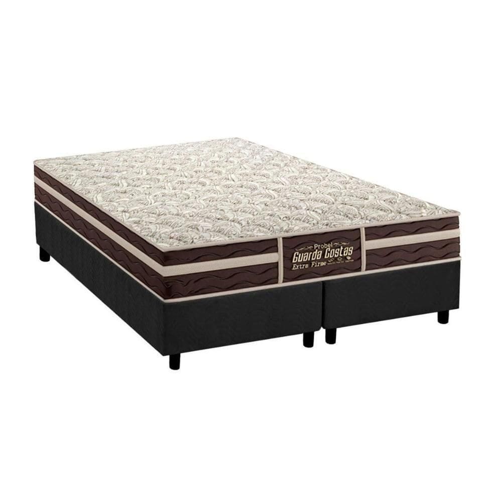 Cama Box King: Colchão Ortopédico Probel Guarda Costas Extra Firme + Base Crc Suede Gray(193X203)