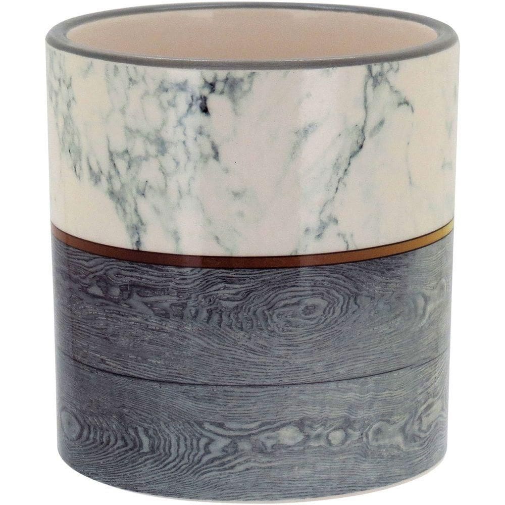 Cachepô 10X10X10Cm Cerâmica Cinza