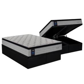 Cama Box Baú King: Colchão Molas Ensacadas Sealy Posturepedic Passion + Base Preto(193X203)