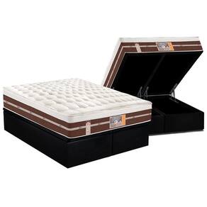 Cama Box Baú King: Colchão Molas Ensacadas Castor Silver Star Air Híbrido + Base Black(193X203)