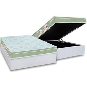 Cama Box Baú Casal: Colchão Espuma D33 Castor Sleep Max Euro Pillow + Base White(138X188)