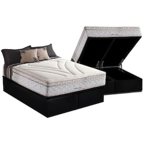Cama Box Baú King: Colchão Molas Herval Maxspring American + Base Crc Suede Black(193X203)