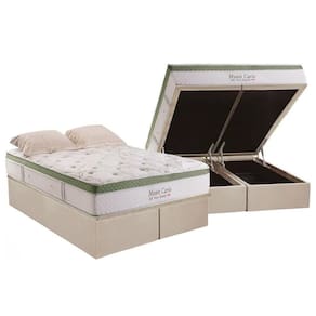 Cama Box Baú Queen: Colchão Molas Ensacadas Herval Monte Carlo Hr Visco + Base Clean(158X198)