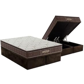 Cama Box Baú King: Colchão Ortopédico Probel Guarda Costas Extra Firme + Base Brown(193X203)