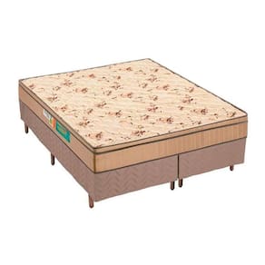Cama Box Queen: Colchão Espuma D33 Polar Pérola + Base Crc Rústico Clean(158X198)