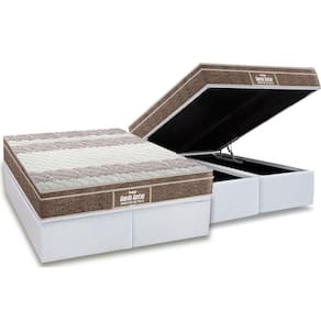 Cama Box Baú Queen: Colchão Probel D33 / Ep Plus + Base White(158X198)