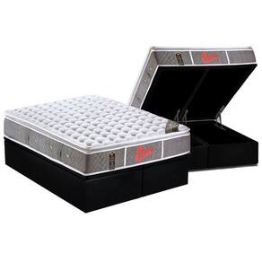 Cama Box Baú King: Colchão Molas Ensacadas Castor+Base Black(193X203)