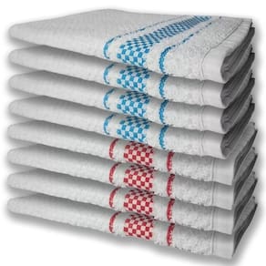 8 Panos De Prato Atoalhado Felpudo Premium 4 Vermelho 4 Azul