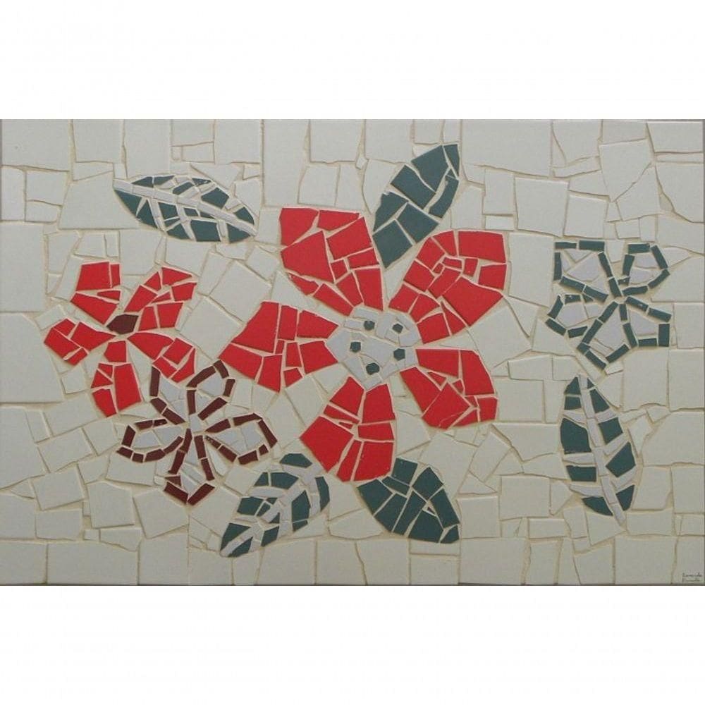 Mesa Em Mosaico Retangular Hibiscus - Somente O Tampo Tamanho 65x130cm