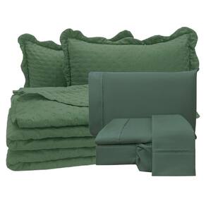 Coordenado Cobre Leito Queen E Lençol Diplomata 7 Peças - Verde