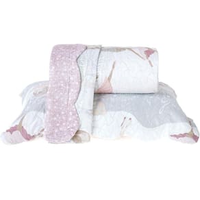 Kit Cobre Leito Rolinho Solteiro + Porta Travesseiro Toque Macio Ballet