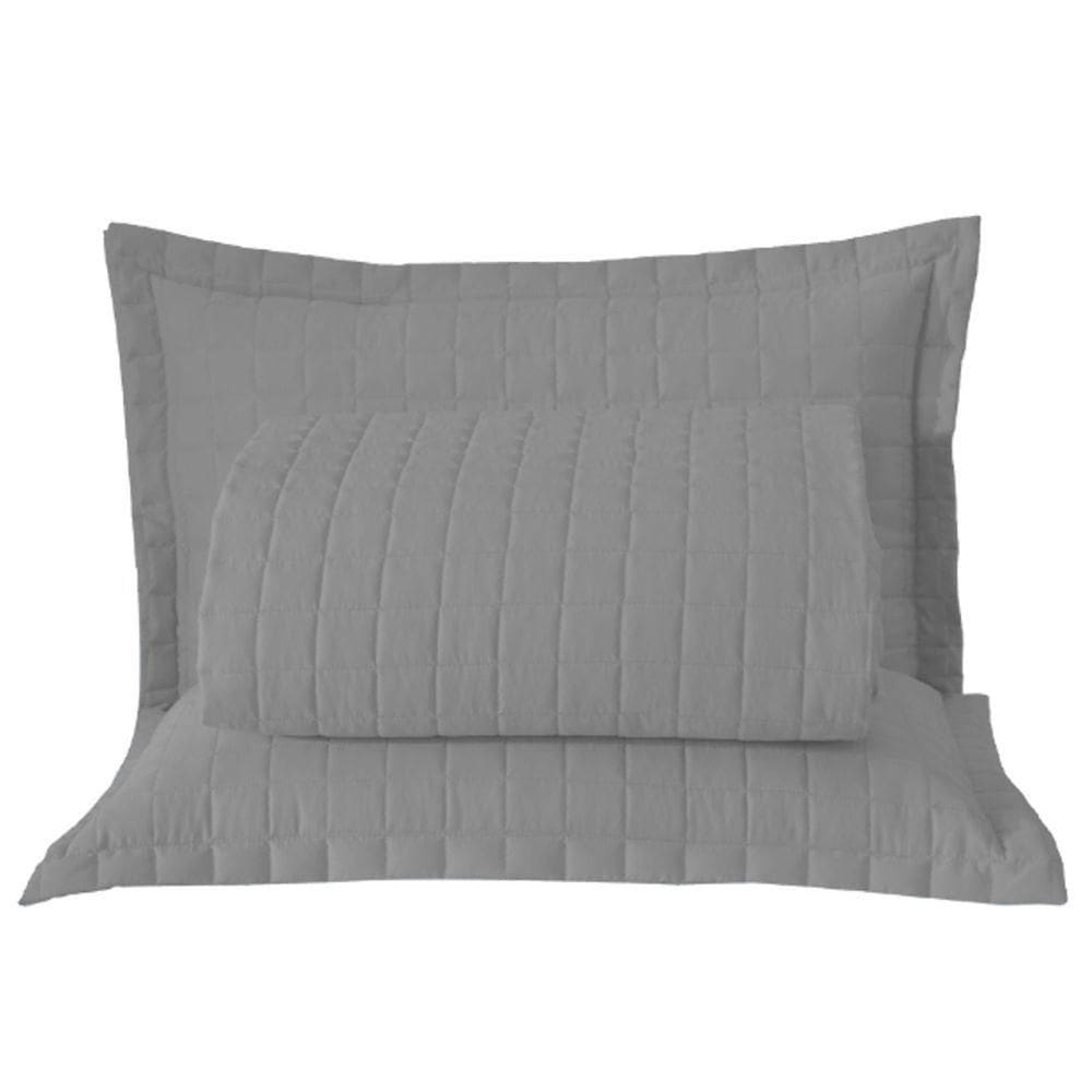Kit Cobre Leito Colcha Monaco King Dupla Face 3 Peças - Cinza
