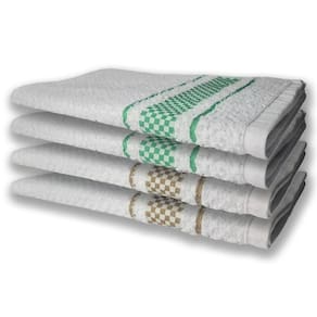 4 Panos De Prato Atoalhado Felpudo Premium Verde+marrom