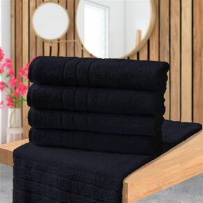 Kit 6 Toalhas De Piso Branca Hotel Macia Felpuda - Prata - Preto