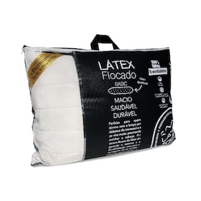 Travesseiro De Látex Basic Premium Flocos Perfil Baixo 43x62x13cm