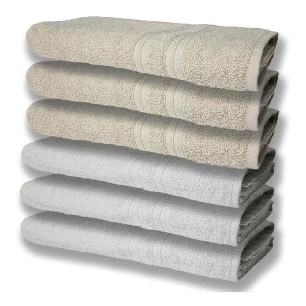 6 Toalhas Grande Felpudas E Grossa 80x150 Branco+bege