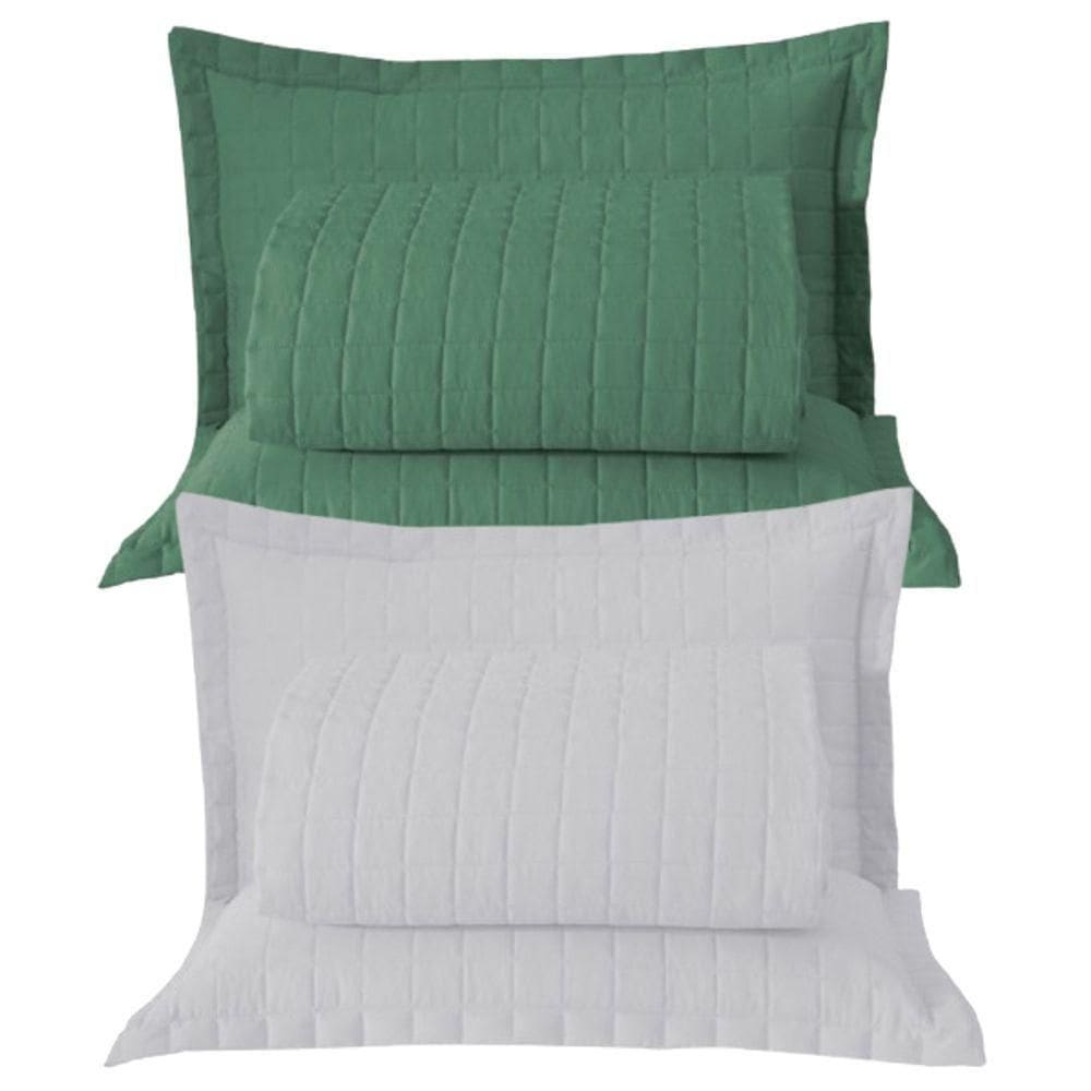 Combo 2 Kit Cobre Leito Colcha Monaco Queen Dupla Face - Verde - Branco