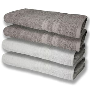 4 Toalhas Super Felpudas Grande E Grossa Algodão 80x150 Branco+cinza