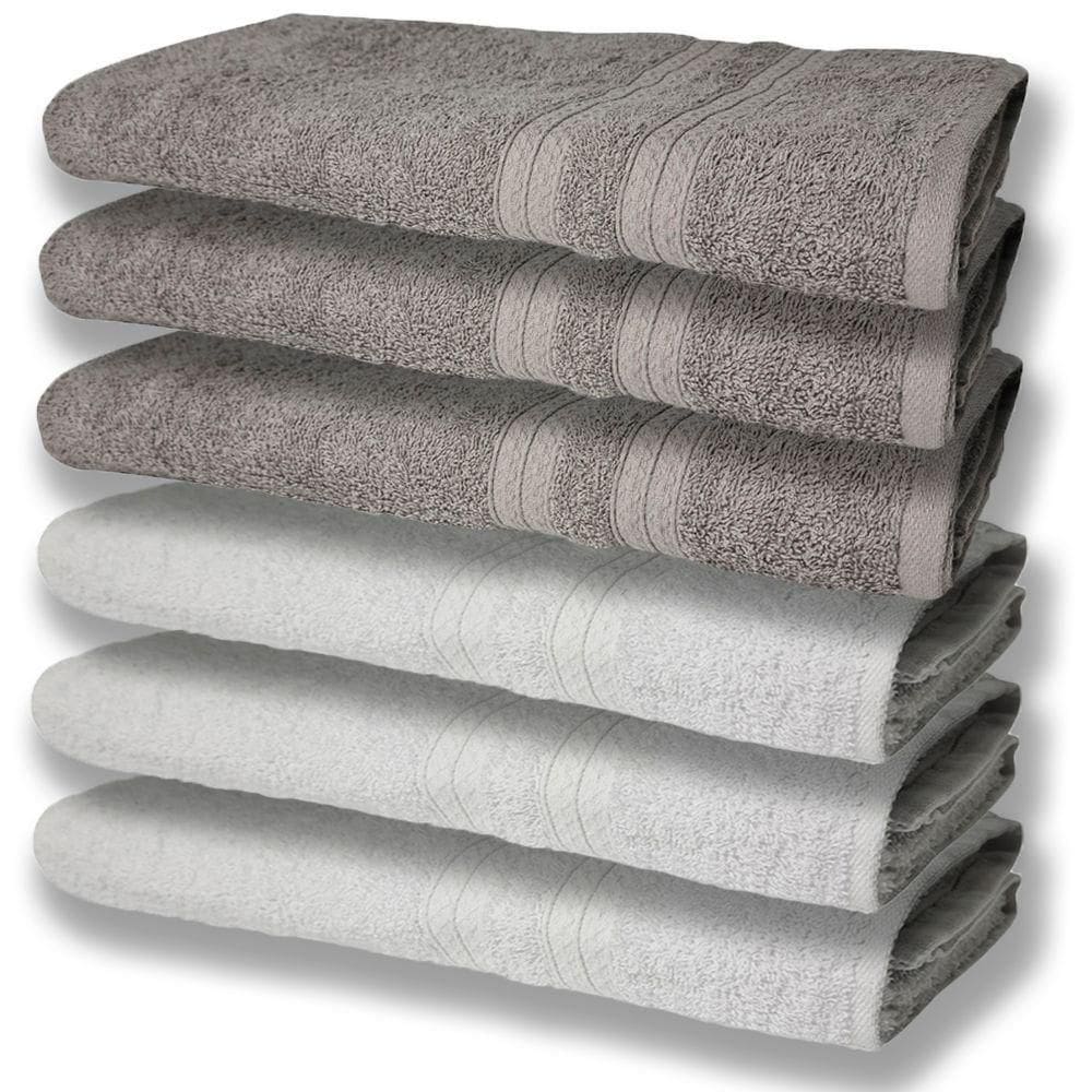 6 Toalhas Grande Super Felpudas E Grossa Algodão 80x150 Branco+cinza