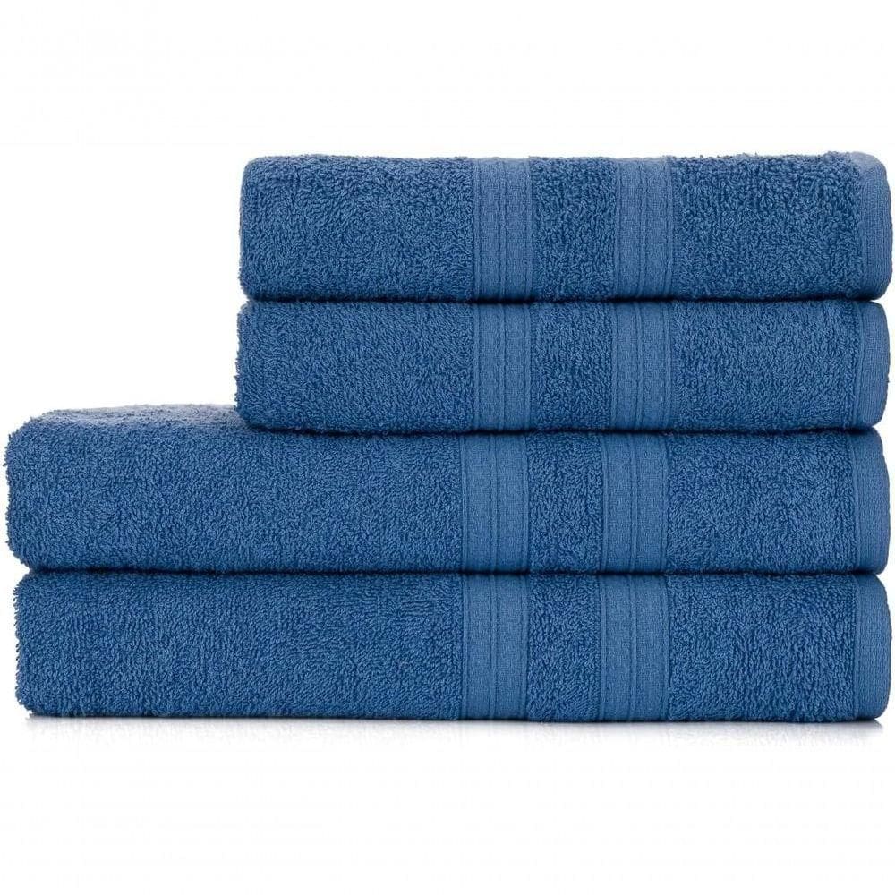 Jogo De Toalhas De Banho 4 Peças 100% Algodão Alta Absorção (2 Banho + 2 Rosto ) Padrão Hotel/pousada - Azul
