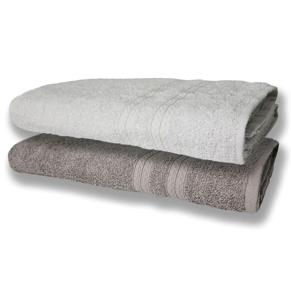 2 Toalhas Super Felpudas Grande E Grossa Algodão 80x150 Branco+cinza