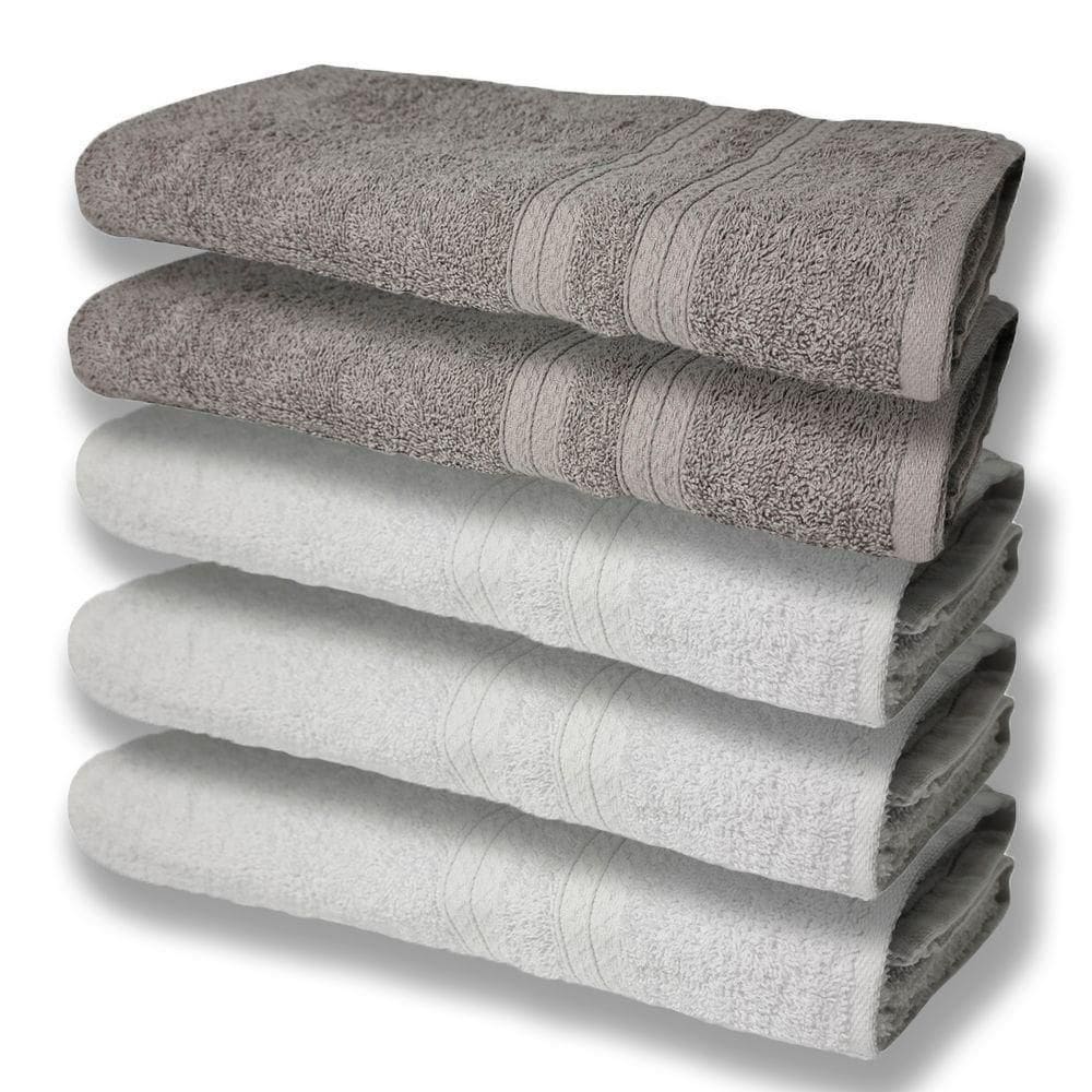 5 Toalhas Super Felpudas Grande E Grossa Algodão 80x150 Branco+cinza