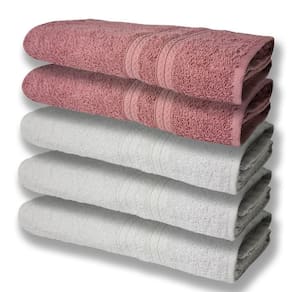 5 Toalhas Super Felpudas Grande E Grossa Algodão 80x150 Branco+rosê