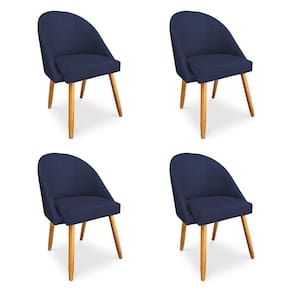 Kit 04 Cadeiras Jantar Bela Suede Pés Palito Castanho - Pallazio Azul Marinho