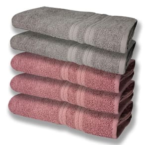 5 Toalhas Super Felpudas Grande E Grossa Algodão 80x150 Itália Soft Beka - Cinza/rosê