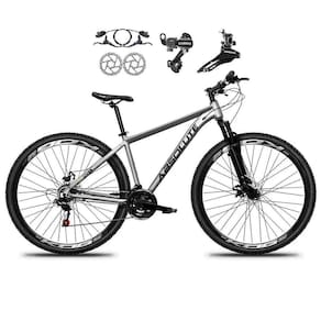 Bicicleta Aro 29 Absolute Nero 5 21v Alumínio Câmbios Shimano Freio Disco Hidráulico Garfo Suspensão - Cinza Tam.17