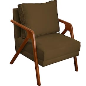 Poltrona Decorativa Shine Pé Castanho - Marrom Suede