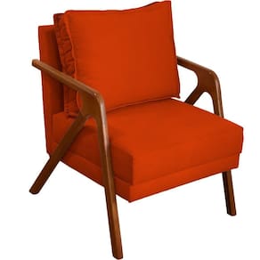 Poltrona Decorativa Shine Pé Castanho - Terracota Suede