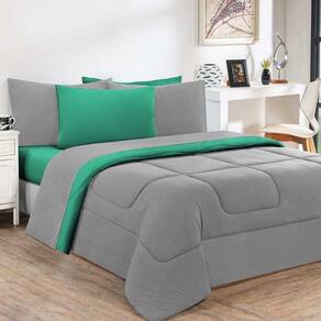 Edredom Malha 100% Algodão Gran Moratta 1 Peça Queen - Cinza-verde Jade