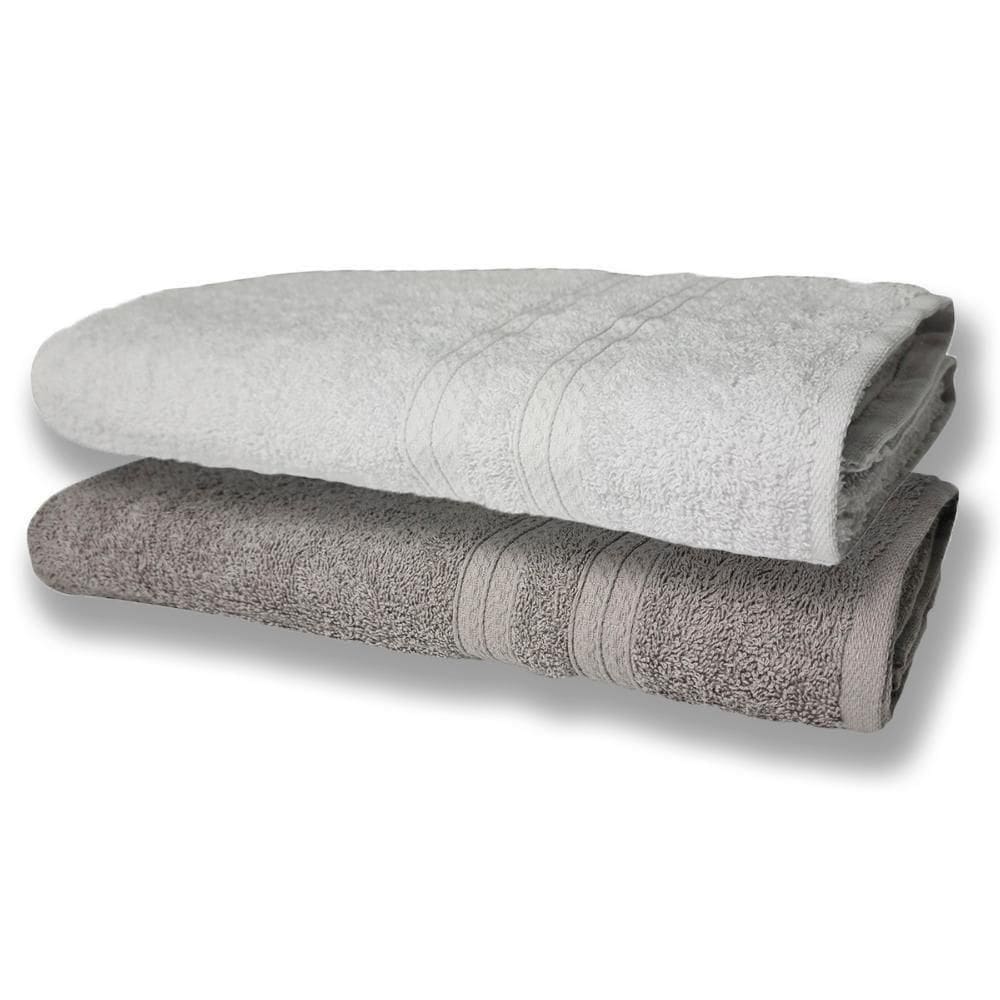 2 Toalhas Super Felpudas Grande E Grossa Algodão 80x150 Itália Soft Beka - Branco/cinza