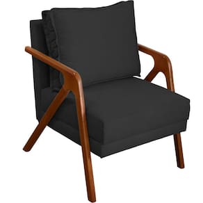 Poltrona Decorativa Shine Pé Castanho - Preto Suede