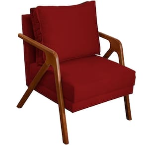 Poltrona Decorativa Shine Pé Castanho - Bordô Suede