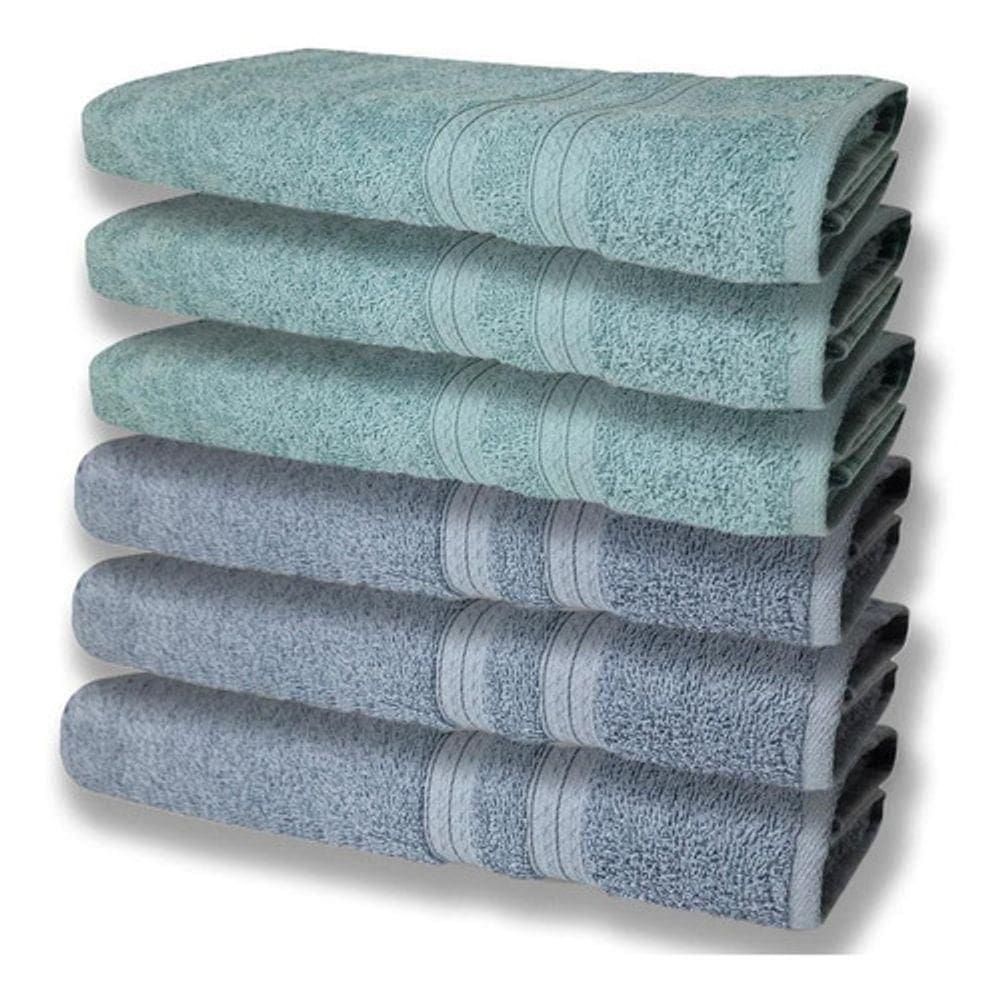 6 Toalhas Grande Felpudas E Grossa 80x150 Azul+verde