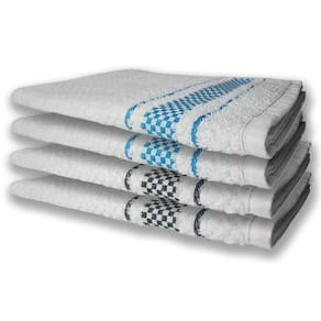 4 Panos De Prato Atoalhado Felpudo Premium Preto+azul