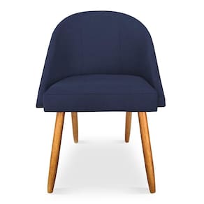 Kit 06 Cadeiras Jantar Bela Suede Azul Marinho Pés Palito Castanho - Pallazio