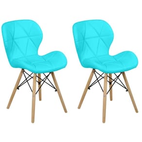 Kit 02 Cadeiras Charles Eames Eiffel Slim Wood Estofada - Tiffany