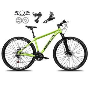 Bicicleta Aro 29 Absolute Nero 5 21v Alumínio Câmbios Shimano Freio Disco Hidráulico Garfo Suspensão - Verde Tam.19
