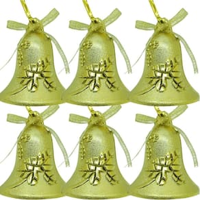 Kit 6 Pendente Natalino Decoração Sinos Dourados Natal 6cm