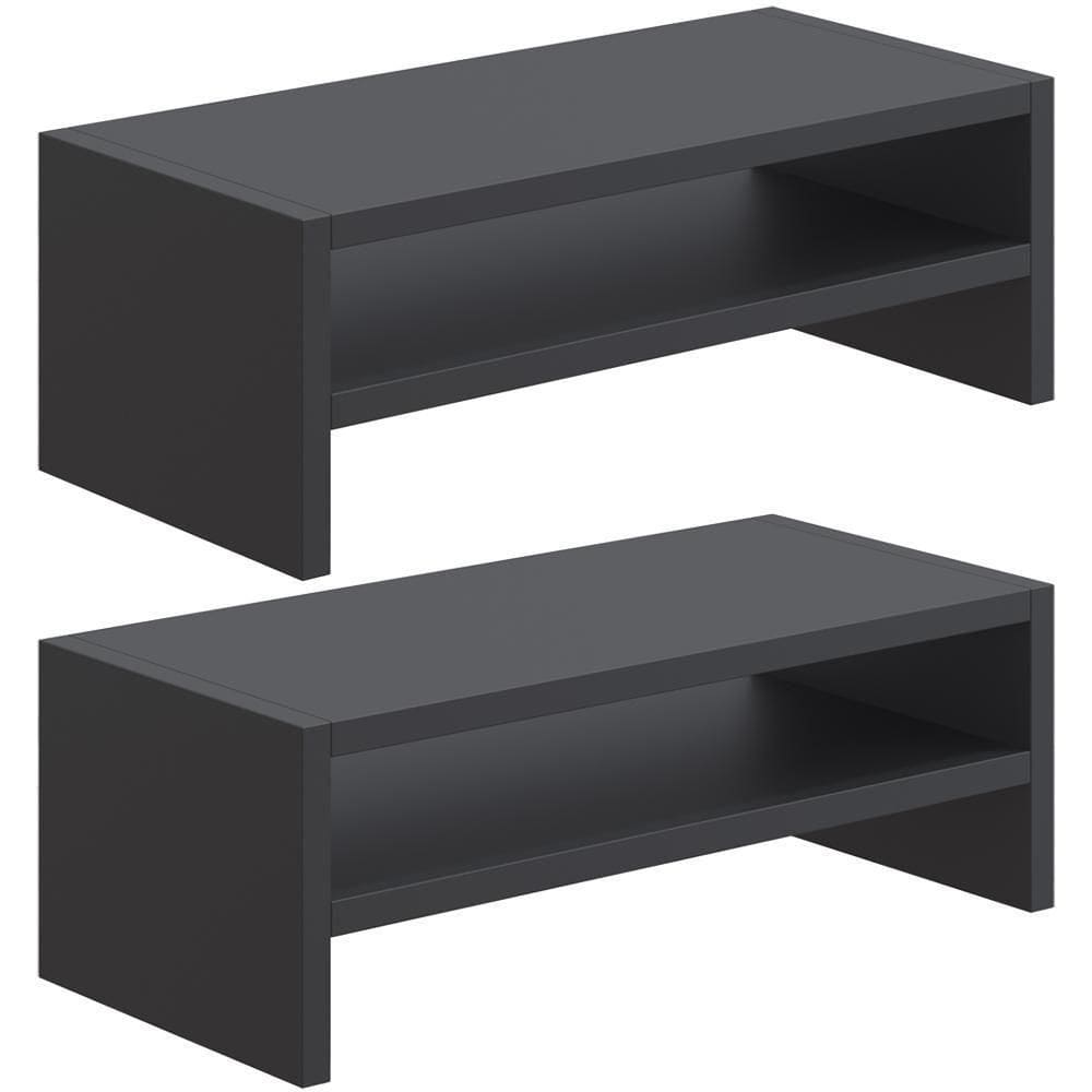Kit 02 Suportes Para Monitor Stand Home Office Lap 63 Cm L03 Preto - Lyam