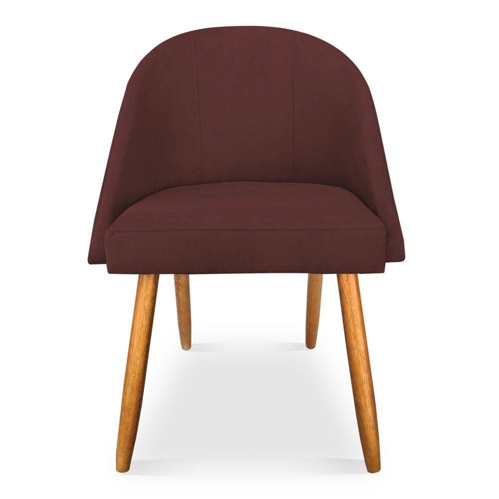 Kit 06 Cadeiras Jantar Bela Suede Marsala Pés Palito Castanho - Pallazio