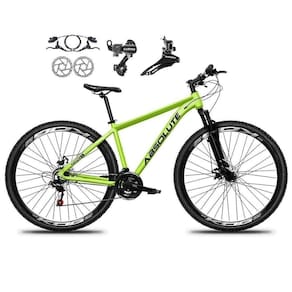 Bicicleta Aro 29 Absolute Nero 5 21v Alumínio Câmbios Shimano Freio Disco Hidráulico Garfo Suspensão - Verde Tam.17